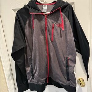 The North Face Gray and Black Hoodie with Red Accents